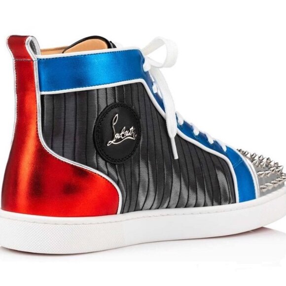 Men’s Christian Louboutin LOU SPIKES ORLATO FLAT Hi High Top Sneakers Shoes 41.5 - Picture 4 of 16